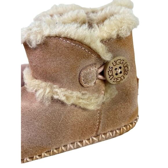 Ugg Lemmy 1012146I Baby Girl Pink Moccasisn Shearling Lined Suede Boots 4 / 5 - Picture 9 of 16